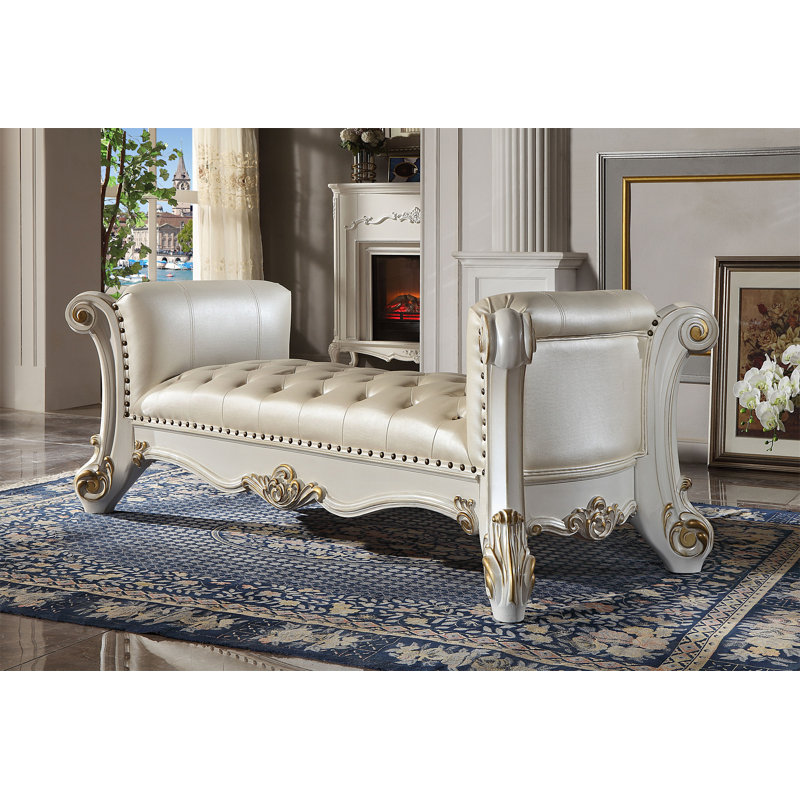 Faux leather upholstered bench discount